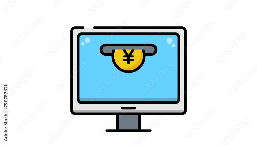 Animated Computer with a yen coin on the screen, perfect for financial, business, investment, or cryptocurrency concepts in digital marketing. Animated Computer with a yen coin on the screen, perfect for financial, business, investment, or cryptocurrency concepts in digital marketing.