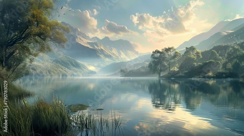 Peaceful lakes and serene water bodies landscapes