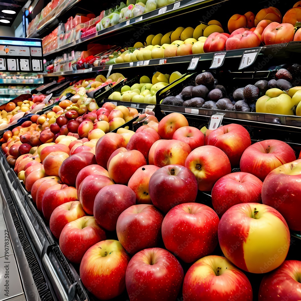 Fresh apples in a fruit section in super market Fresh apples in a fruit section in super market