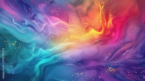 Abstract Multicolor Visualization, abstract background with colorful spectrum. Bright neon rays and glowing lines.