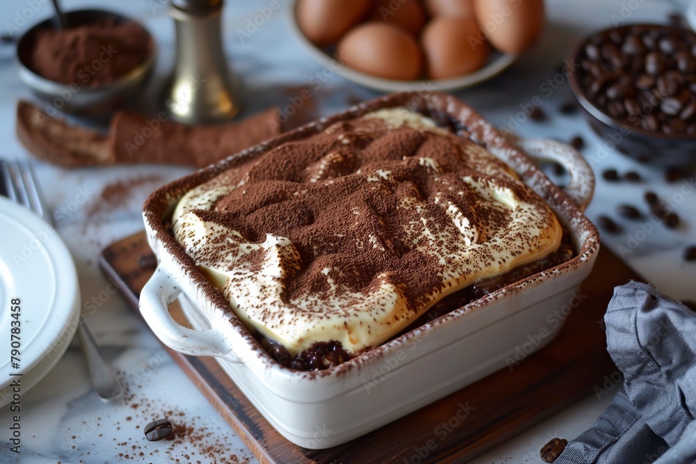 Close Up of Tiramisu Cake on Plate Close Up of Tiramisu Cake on Plate