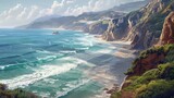 Picturesque coastal scenes including beaches, cliffs, and oceans landscapes 