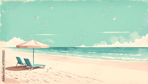 Beautiful abstract beach card with copy space