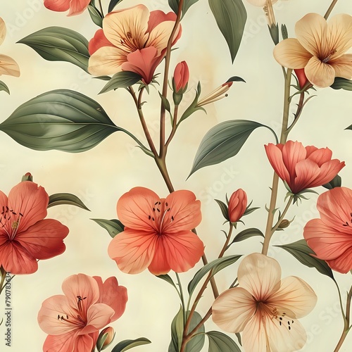 Serene and Contemplative Vintage Floral Artwork