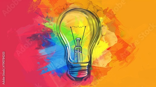 Hand-drawn eco bulb in vibrant colors, embodying energy efficiency