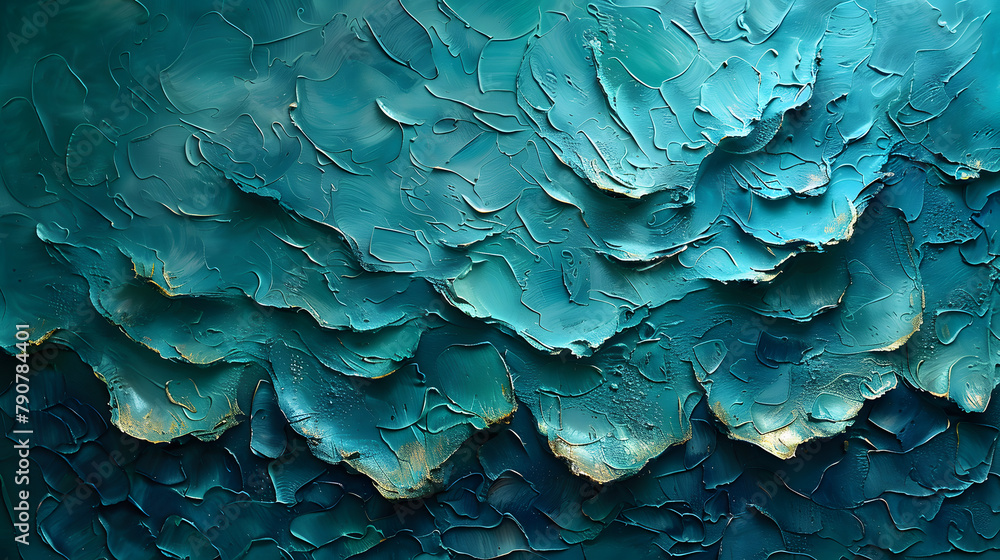 Modern Turquoise-Mint Wall Texture with Symmetrical Relief Designs Modern Turquoise-Mint Wall Texture with Symmetrical Relief Designs