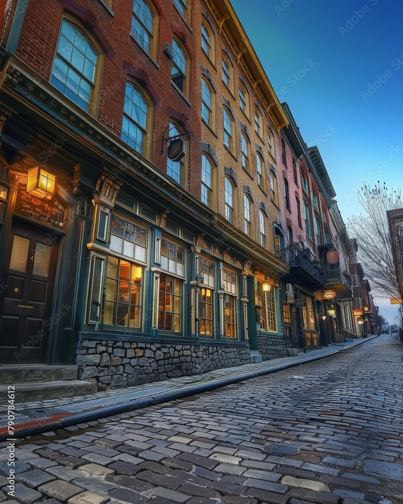 Historic District with cityscape characterized by historic architecture, cobblestone streets, and preserved landmark