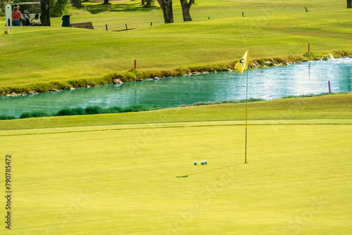 golf ball on the green golf ball on tee in a beautiful golf club