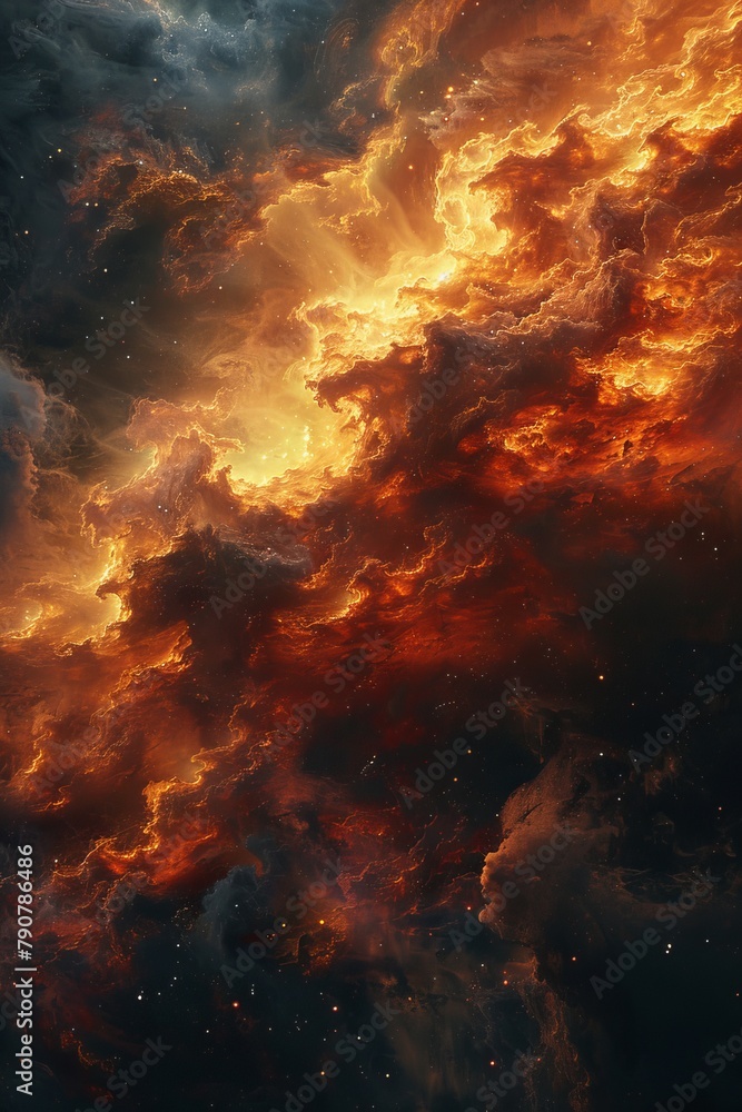 A cosmic apocalypse unfolds as stars turn into blazing red furnaces, warning of the universe's end in a haunting symphony of celestial destruction.
