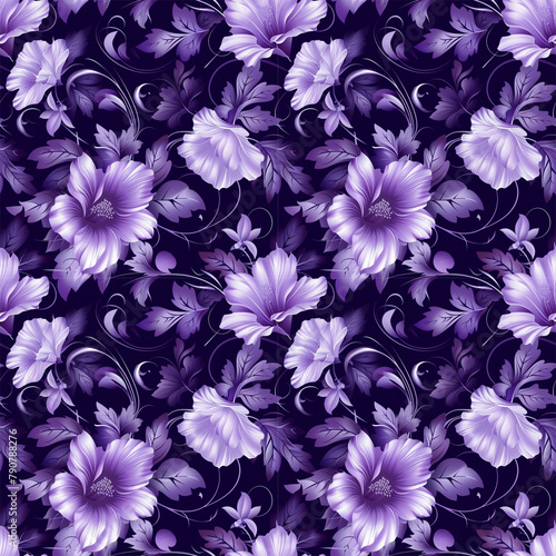 Floral purple color  form natural  seamless fabric pattern.