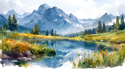 Alpine Odyssey: Watercolor Exploration of Altitude's Impact on Mountain Biodiversity © Thien Vu