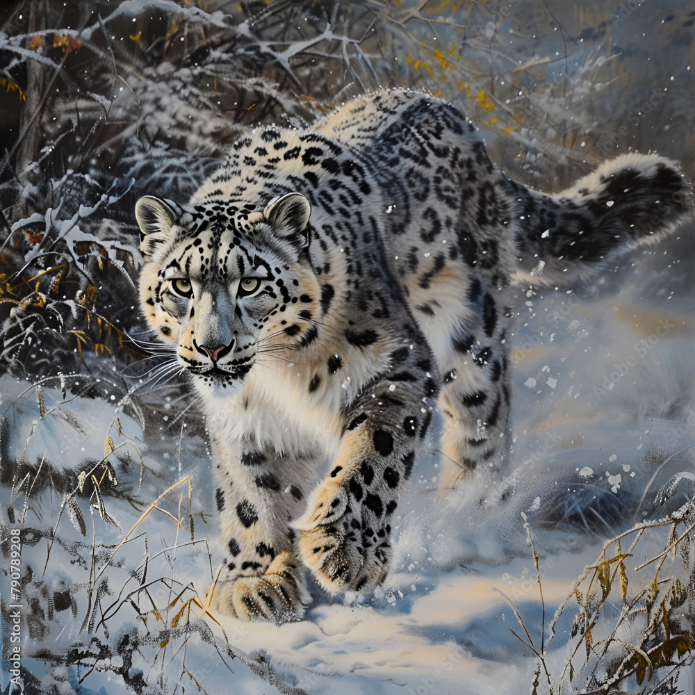 Fototapeta premium leopard in the snow