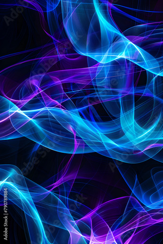Digital Symphony of Neon Swirls in Cosmic Harmony, Generative AI
