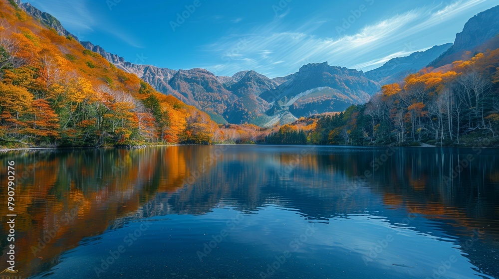 Autumn Serenity at Mountain Lake, generative ai Autumn Serenity at Mountain Lake, generative ai
