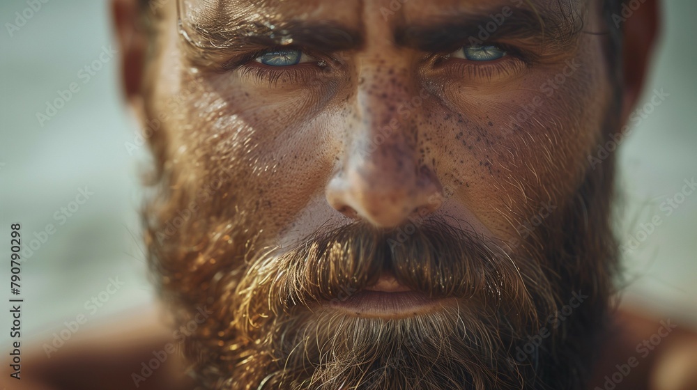 Obraz premium Bearded Man in Deep Contemplation, generative ai