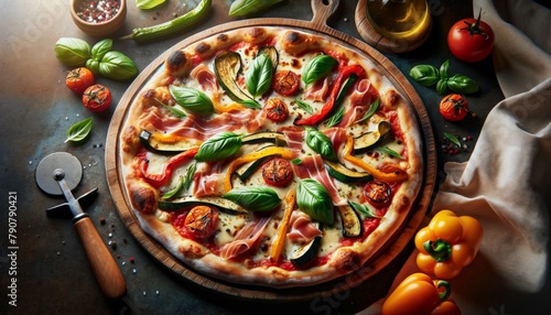 Artisanal Pizza Brings the Authentic Taste of Italy to Your Plate. A delectable artisanal pizza adorned with savory toppings, epitomizing the essence of Italian cuisine.