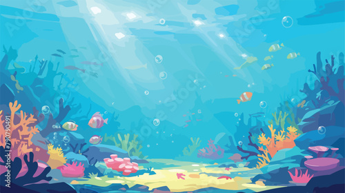 Cartoon sea bottom background for game design. Unde