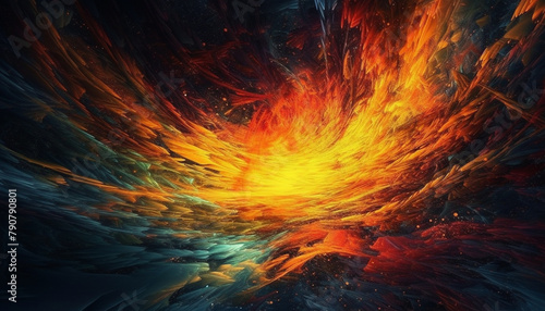 Vibrant colors explode in surreal, futuristic galaxy illustration backdrop 