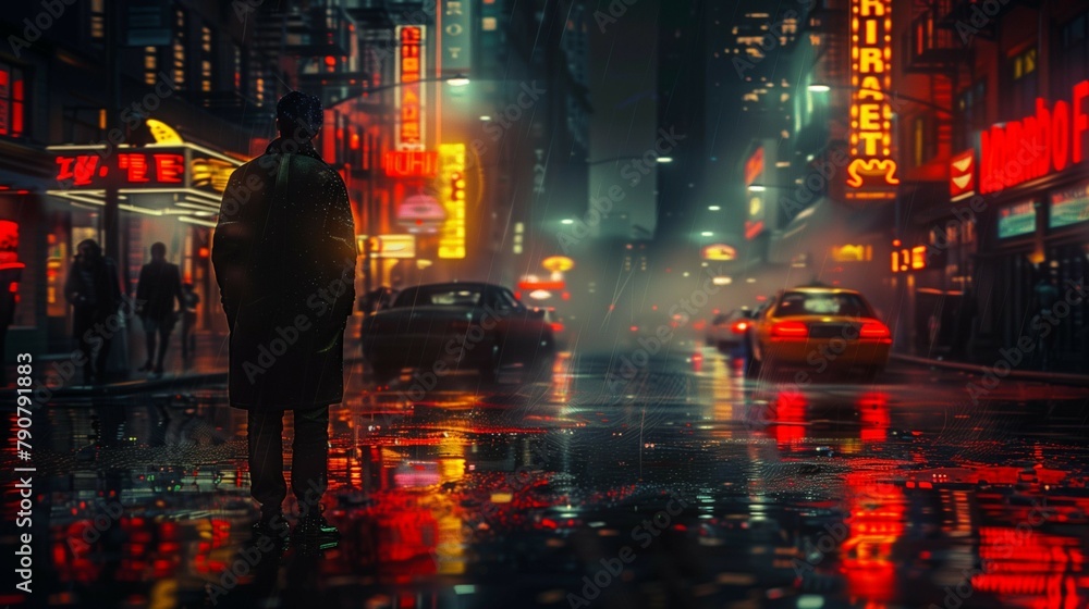 Rainy Night Waiting, generative ai Rainy Night Waiting, generative ai