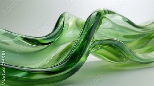 Abstract Green Glass Waves in Focus. photo