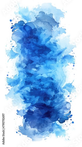 Blue watercolor stain, space for your own text, watercolor background blue smear, stock illustration for design and decor, white background, banner, template, poster, card