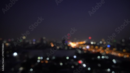 Blurred of night city skyscraper and tower lights bokeh , Soft Focus , Metropolis Backgound wallpaper
