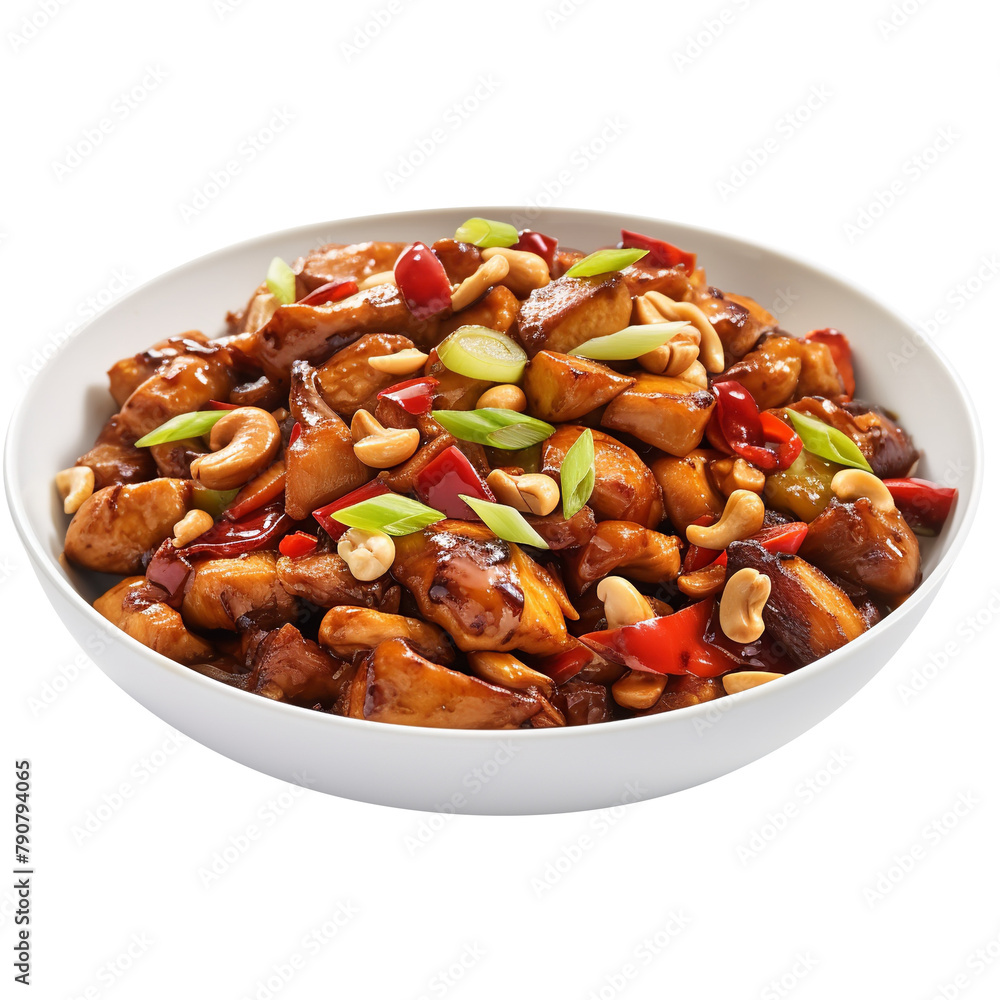 Yummy Kung Pao Chicken Isolated On White Background Yummy Kung Pao Chicken Isolated On White Background