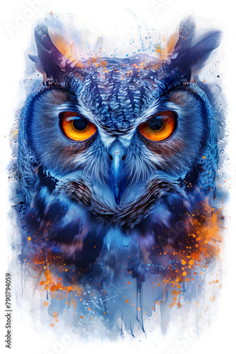 Owl hand drawn full color t-shirt print photo