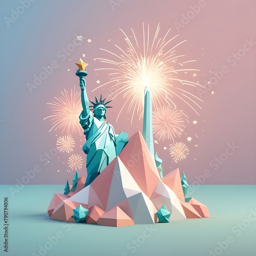 independence day usa low poly pastel