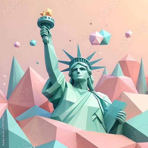 independence day usa low poly pastel