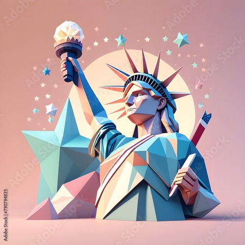 independence day usa low poly pastel