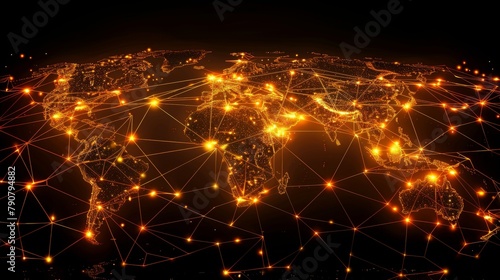 Abstract global network connections with nodes and links