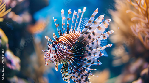 Beautiful lionfish in the water