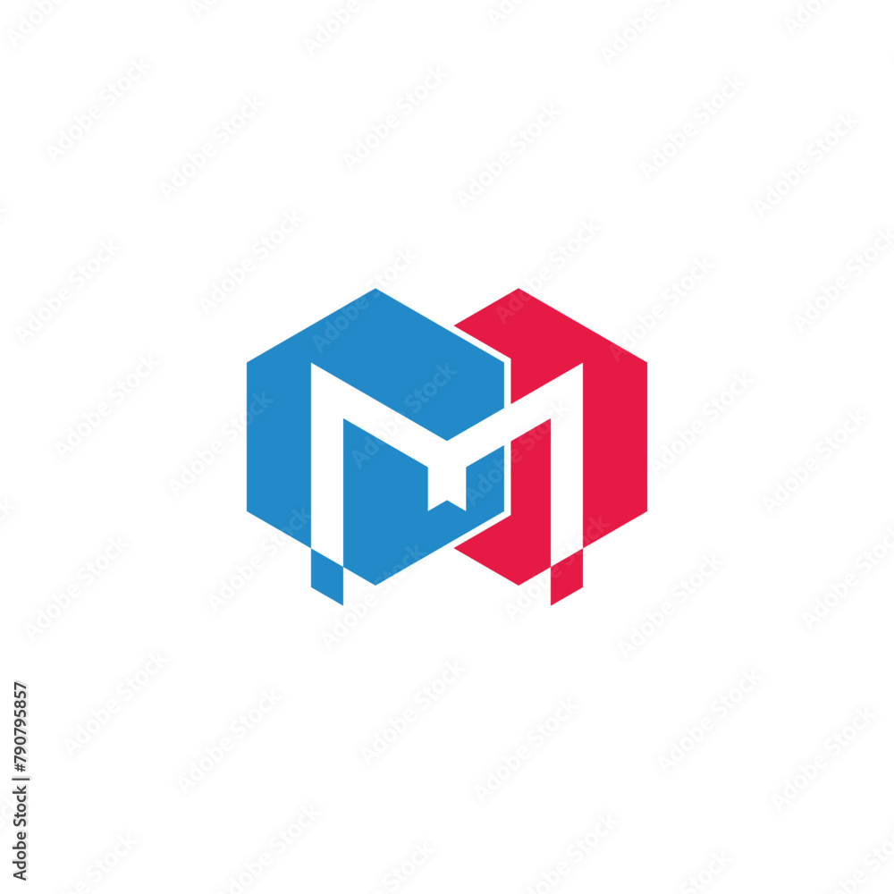 letter m linked hexagon simple geometric colorful logo vector letter m linked hexagon simple geometric colorful logo vector