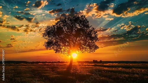 Sunset over a tree