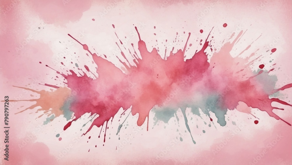 Blush Pink Background with Textured Vintage Grunge and Watercolor Paint Splashes.