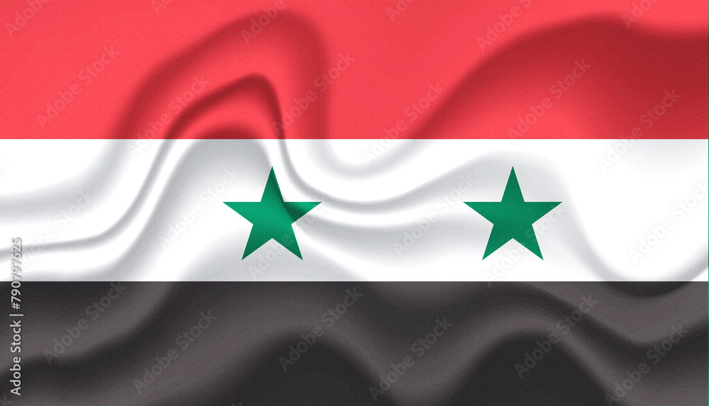 Syria national flag in the wind illustration image	