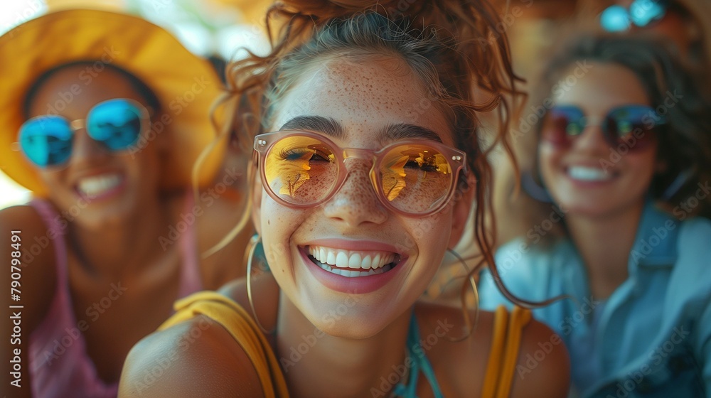 Diverse Group Laughing in Urban Café, generative ai