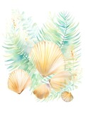 Seashell clipart arranged in a decorative pattern