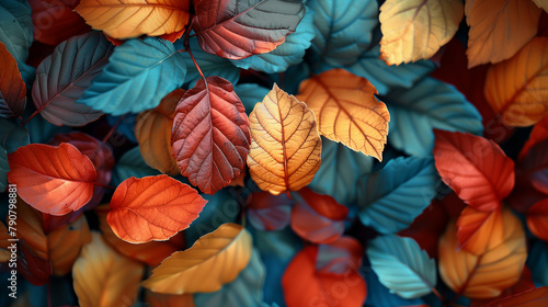 Wallpaper Mural A stunning array of autumn leaves in a spectrum of colors, captured in sharp detail against a contrasting backdrop. Torontodigital.ca