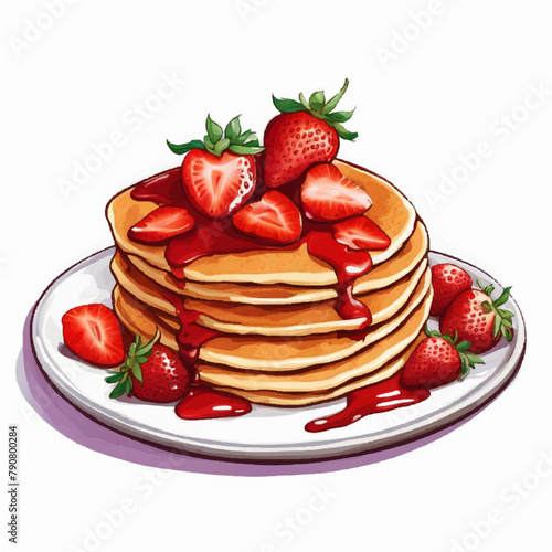 stack of pancakes with strawberry
