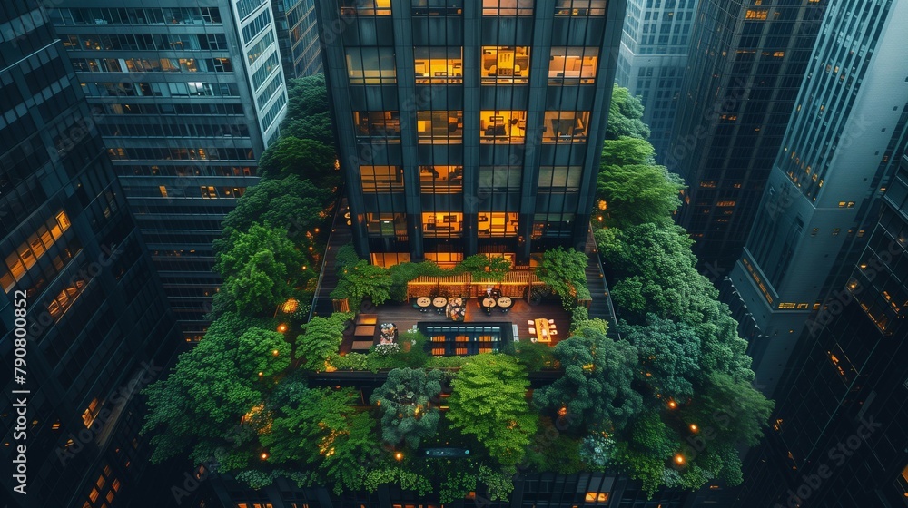 Fototapeta premium Urban Oasis: Rooftop Terrace BBQ, generative ai