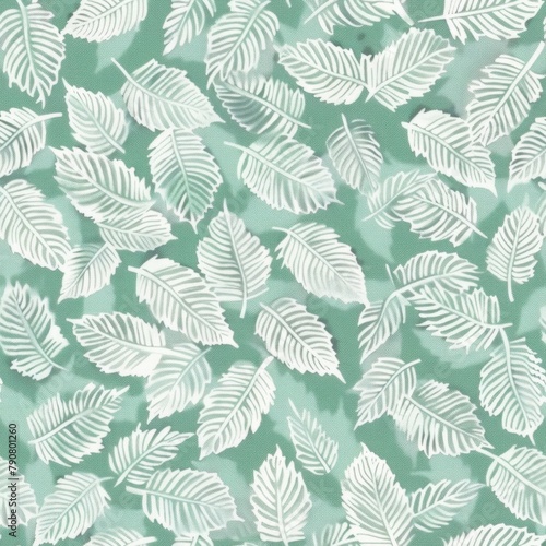 Seamless Mint Green Tropical Leaf Pattern Background