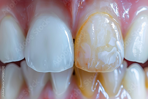 Close-Up of Tooth Decay and Dental Plaque
 photo