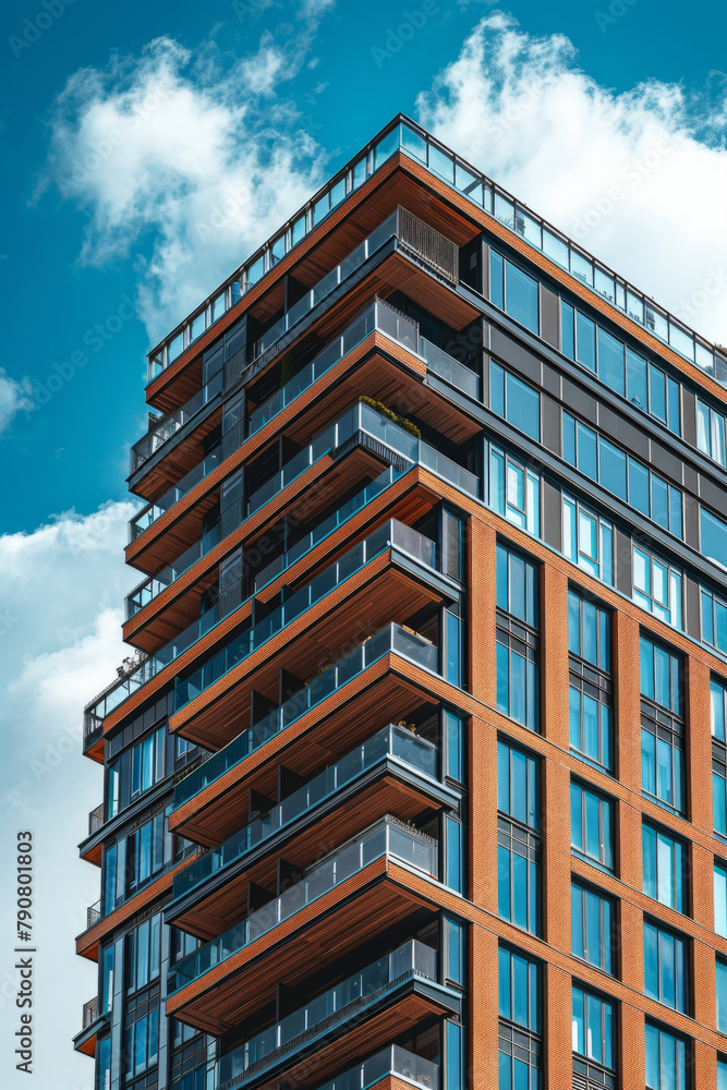 Vertical image of a modern high rise tower block building Vertical image of a modern high rise tower block building