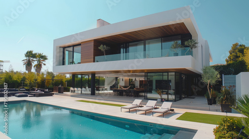 A sleek and modern home showcasing minimalist design elements and cutting-edge interior aesthetics. © ChubbyCat