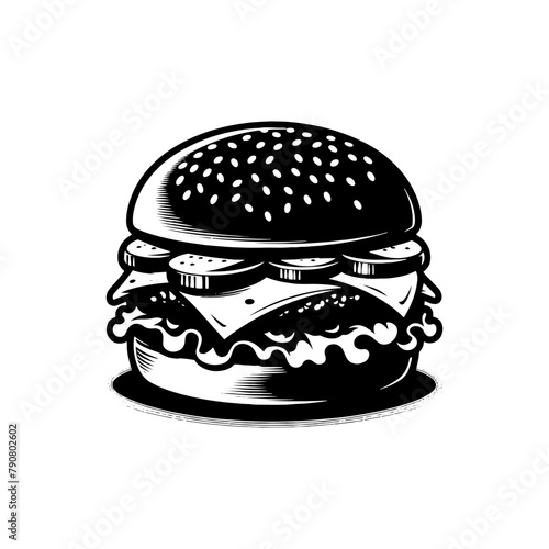Silhouette of Tempting Cheese Burger, Cheese Burger Vector Art