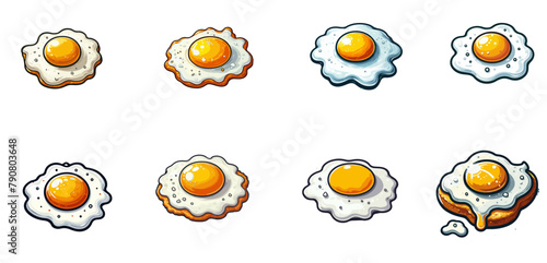 Vector eggs set parallel,bright omelet fried egg symbol for cooking in restaurant. Fried egg line icon. Breakfast, egg yolk, protein. Agricultural food concept. for organic nutrition © Muginandaru
