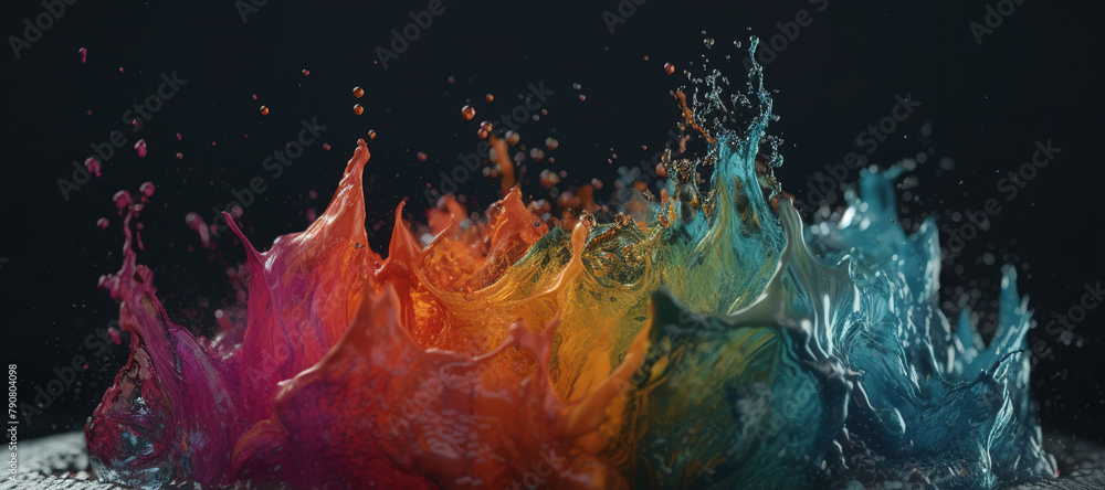 colorful watercolor ink splashes, paint 274