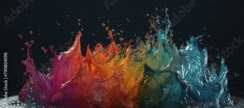 colorful watercolor ink splashes, paint 274